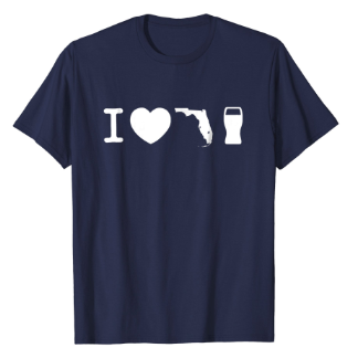 I Love Florida Beer Shirt Navy