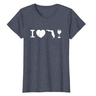 I Love Florida Wine Womens Heather Blue Shirt