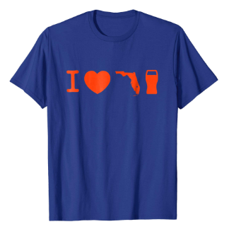 Gators Orange and Blue I Love Florida Beer Shirt