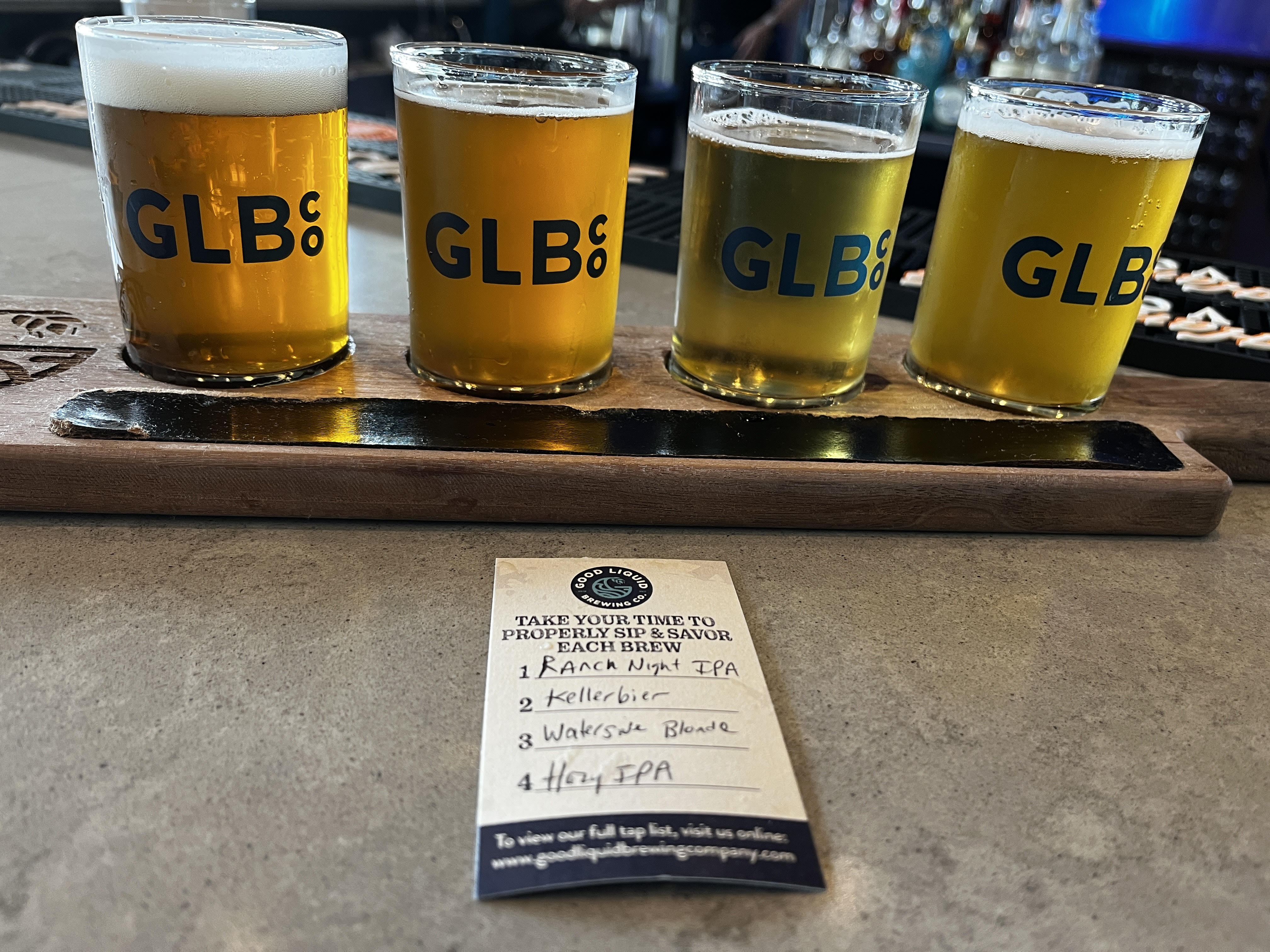 Craft Beer Flight at the New, Waterside Good Liquid Brewing Location
